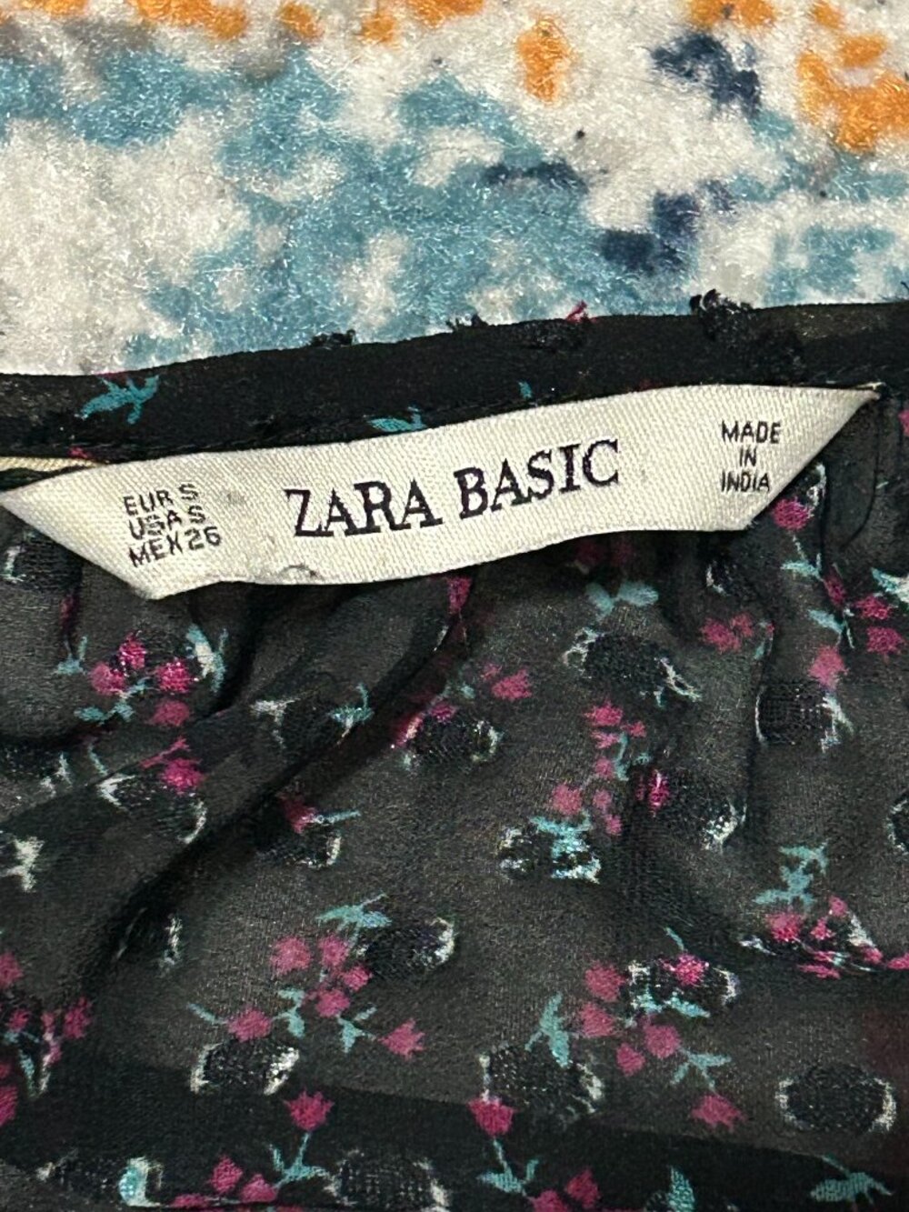 Zara Black Floral Long Sleeve Midi Dress - Picture 3 of 6